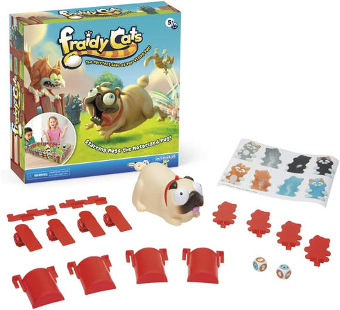 Fraidy Cats Interactive Kids Board Game, Cat Movers Go Flying with Motorized Dog, for 2 to 4 Players