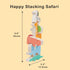 Happy Stacking Safari – 7pc Wooden Stacking Toy for Toddlers – Colorful Balancing Activity Toy with Bag