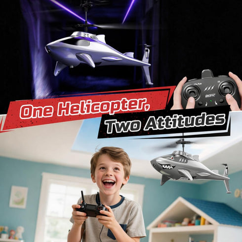 2 24 DEERC Remote Control Helicopter for Kids and Adults, RC Shark Helicopter with Altitude Hold, One Key