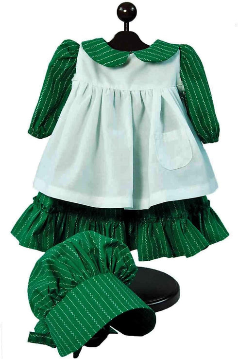 18 Inch Doll Clothes by THE QUEEN'S TREASURES - Little House On The Prairie Apron & Bonnet Set
