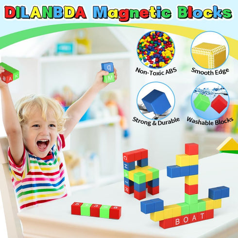 32PCS Magnetic Building Blocks for Kids Ages 3-5 - 1 Inch Magnet Blocks for Toddler, Montessori Toy, Preschool STEM