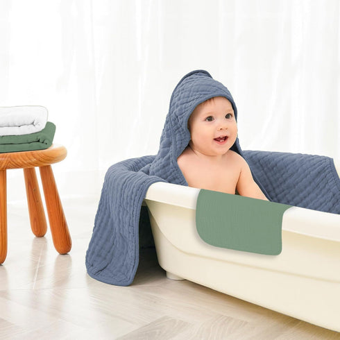 6 Pack 100% Soft Hooded Baby Towels for Newborn Babies Cotton Muslin Baby Bath Towel with Hood, Absorbent Baby Bath