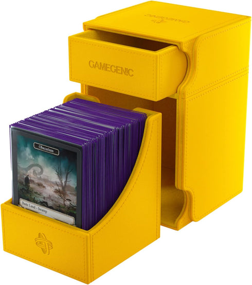 Gamegenic Watchtower 100+ XL Convertible Deck Box, Double-Sleeved Card Storage, Holds Up to 100 Cards, Yellow Color