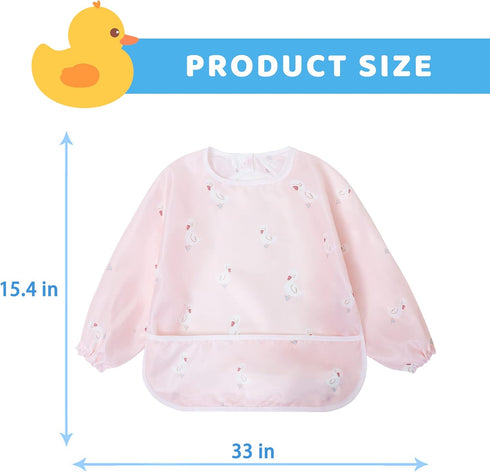 Little Dimsum Baby Bib with Pocket, Waterproof Toddler Bibs for Boys and Girls, Pack of 2 Colors