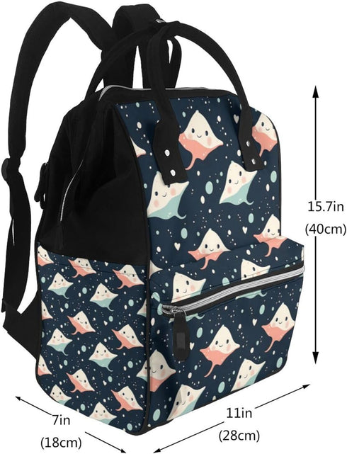 TZTTZT Backpack, Mommy Cute Stingray Print Diaper Bag Toddler Baby Girl Boy Diaper Bag for Mom Dad, Bags Travel Baby