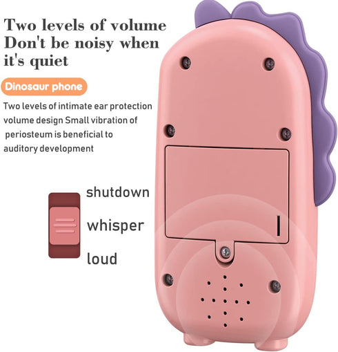 Baby Cell Phone Toy with Early Education & Music - Learning Educational Dinosaur Fake Phone Fun for Kids (Pink)