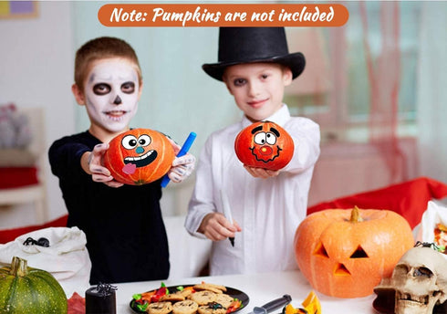36 Pack Halloween Pumpkin Decorating Stickers - Mini Face Stickers for Kids Toddlers Party Favors (18 Sheets, Pumpkins