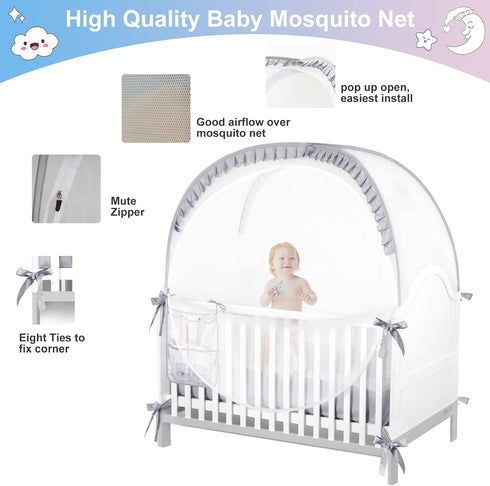 Crib Tents to Keep Toddler from Climbing Out Baby Safety Crib Tent Falls and Mosquito Bites Prevention Portable Baby