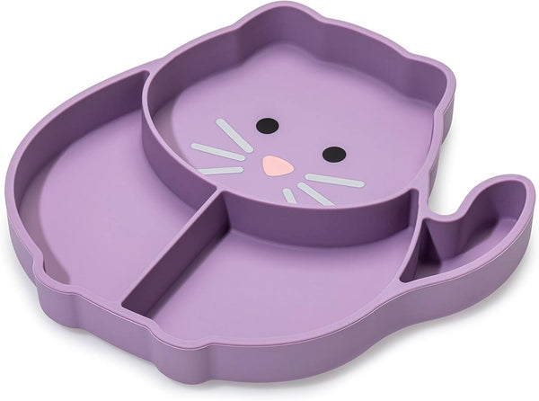 melii Divided Silicone Suction Plate, 100% Silicone for Baby & Toddlers, BPA Free, Dishwasher & Microwave Safe (Cat)