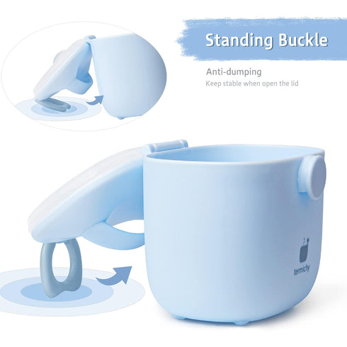 Termichy Portable Baby Formula Dispenser, 8.8OZ Milk Powder Container with Carry Handle and Scoop for Travel, Light Blue
