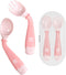 Deejoy Toddler Utensils with Travel Case, Silicone Bendable Handle Baby Spoons and Forks Set for Self Feeding (Pink)