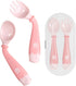 Deejoy Toddler Utensils with Travel Case, Silicone Bendable Handle Baby Spoons and Forks Set for Self Feeding (Pink)