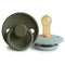 FRIGG Rope Natural Rubber Baby Pacifier | Made in Denmark | BPA-Free (Olive/Sage,