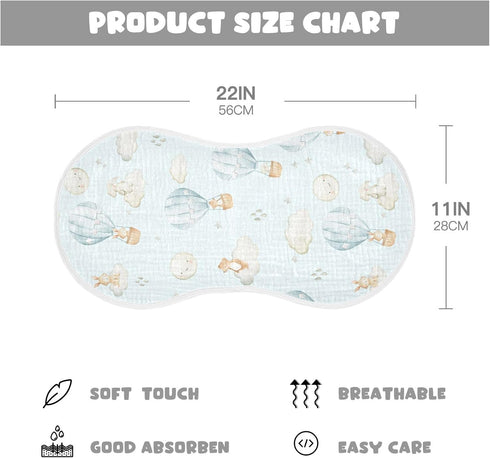 YYZZH 2 Pack 100% Hot Air Balloon Elephant Rabbit Bear Muslin Burp Cloths for Baby Cotton Baby Washcloths Bibs for Boy