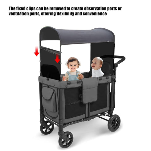 LUAATT Clamps,UPF50+ W2/W4 Model(2 Pack) Side Breathable Sunshade Canopy with Front and Rear Fence Sun Shields