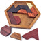 KINGOU Hexagon Tangram Puzzle, Wooden Brain Puzzles for Kids & Adults, Challenge Wooden Brain Teasers