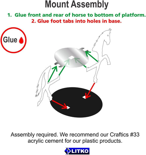 LITKO Horse Character Mount for Role Playing Games | Compatible with DND Pathfinder | (40mm Circular Base, Black)