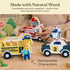 1 2 1-3 6-12 Little Acorn, Wooden Pull Back Cars with Mix & Match Characters | Montessori Toys for & Year Old | Car