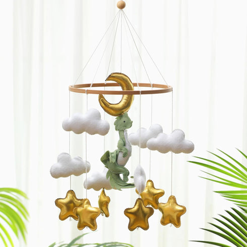 Forest Green Dragon Crib Mobile - Nursery Decor with Green Leaf Design