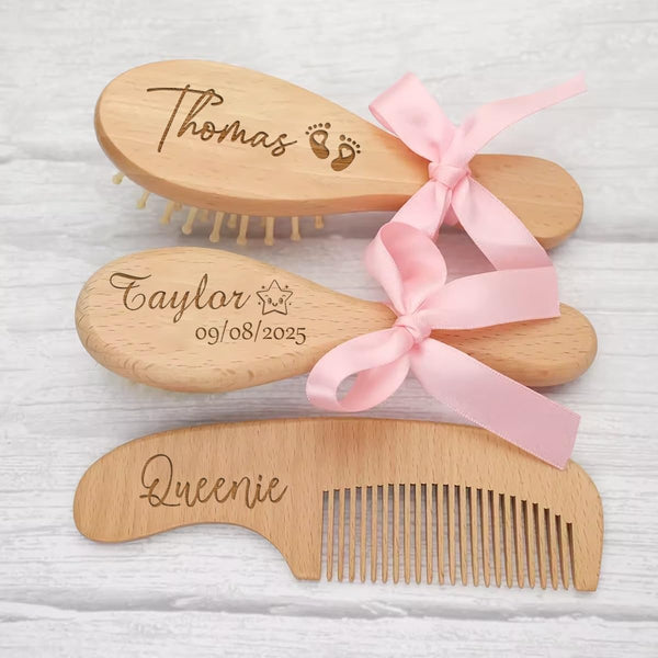ZYDZKA Personalized Baby Hair Brush And Comb Set For Boy Girl Newborn, Custom