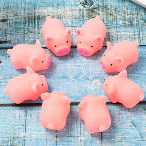 HAKACC 20 PCS Mini Squishies Pig Bath Toys, Pink Rubber Squeaky Toys for Baby Shower Party Favors