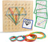 Wooden Geoboard with Rubber Bands, Montessori Educational Toy for Kids, Graphical Math Pattern Blocks & Cards