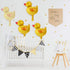 16 Pieces Mini Duck Foil Balloons with 2 Rolls Gold Ribbons for Farm Animal Birthday Baby Shower Party Decoration