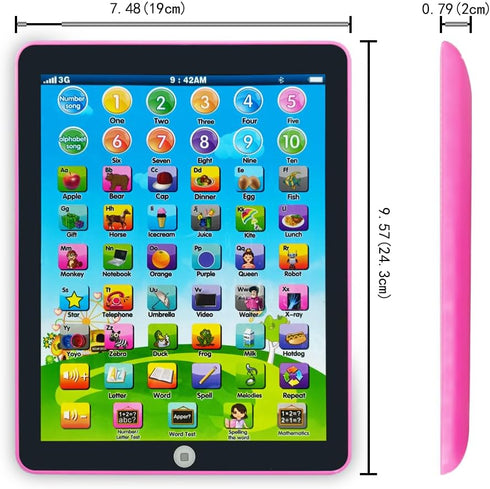 Interactive Kids Learning Pad/Tablet for Preschool Boys & Girls 3-8 Years Old (Pink) - Educational Toy with Music,