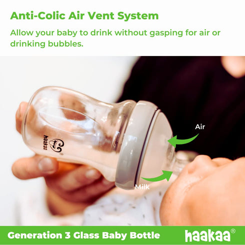 3 6 oz/160 ml, 1 Haakaa Generation Glass Baby Bottle PK (Grey)