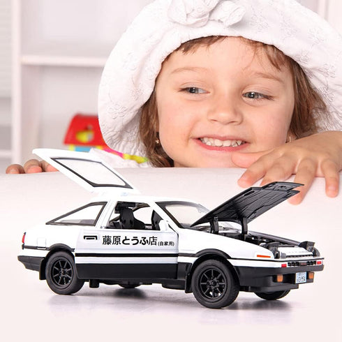 BDTCTK 1/32 AE86 Initial D Model Car - Zinc Alloy Pull Back Toy Car with Sound and Light for Kids (Black)