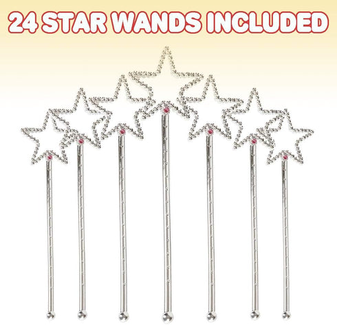 ArtCreativity Sparkly Star Wand, Bulk Pack of 24, 7.5 Inch Magic Toy Wands with Rhinestones, Princess Party Favors for