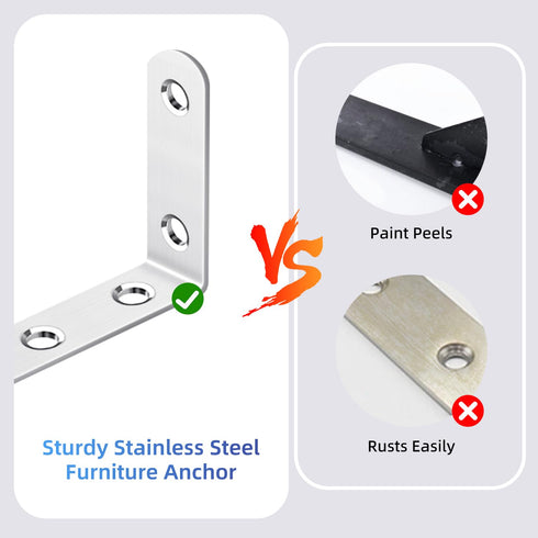 Furniture Anchors Anti-Tip Baby Proofing: Safety Straps Kit for Dresser, Secure 400 lbs Bookcase to Wall, 4 Pack