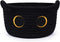 Small Black Cat Cotton Rope Storage Basket - Woven Organizer with Ears for Nursery, Baby Toy Storage, 8.5×4.5 inches