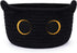 Small Black Cat Cotton Rope Storage Basket - Woven Organizer with Ears for Nursery, Baby Toy Storage, 8.5×4.5 inches