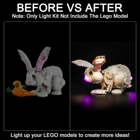 Upgraded Led Light Kit for LEGO 3 in 1 White Rabbit Animal Building Set, Compatible with LEGO 31133 (Model Not Included) by Hilighting