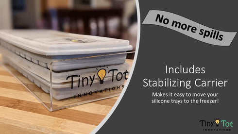 10-1oz 2 100% Breast Milk Freezer Storage Trays w/Carrier, Bars, Containers w/Lids and Carrier, Food Grade Silicone