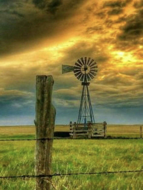 Farm Windmill Jigsaw Puzzle, 500 Pieces Scenic Country Landscape Puzzle for Adults Kids Family Fun Game