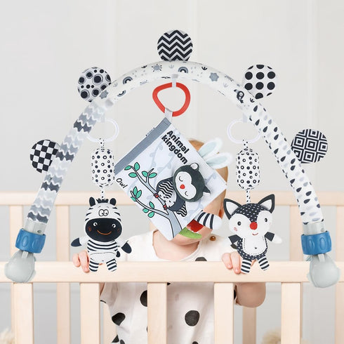 Caterbee Baby Activity Travel Mobile Arch Toy, Black and White Crib Toys (Animal)