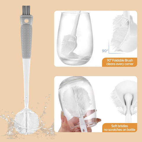 LERAO Set Brush,5 1 Water Bottle Cleaner Brush Bottle Scrubber in Cup Brush Travel Bottle Cleaning Brush,Removable