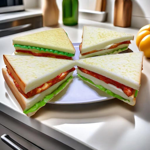 Generic 4PCS Simulation Food Artificial Vegetable Sandwich,Faux Vegetable Sandwich, Fake Food Bread Model Photography