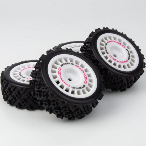 1/10 RC Rally Car Wheels Rims & Rubber Tires 12mm Hex Drive Hub for Tamiya TT-01 TT-02