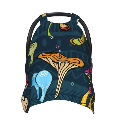Hcpwzrf Mushroom Baby Car Seat Cover & Nursing Cover - Breathable Stretch Multi-Use Cover for Breastfeeding, Stroller