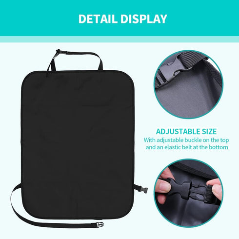 2 Pack Car Kick Mats Back Seat Protector with Cleaning Cloth, Large Waterproof Kick Mats for Kids, Fits Most Cars