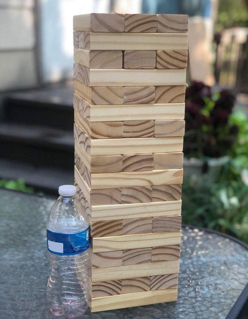 SPORT BEATS Medium Tower Game - Outdoor 54 Blocks Stacking Game with Carry Bag and Scoreboard Included
