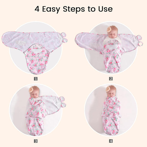 david's kids 100% Cotton Baby Swaddle Wrap, 0-6 Months, Soft Breathable Adjustable Sleep Sacks for Boys Girls, Floral