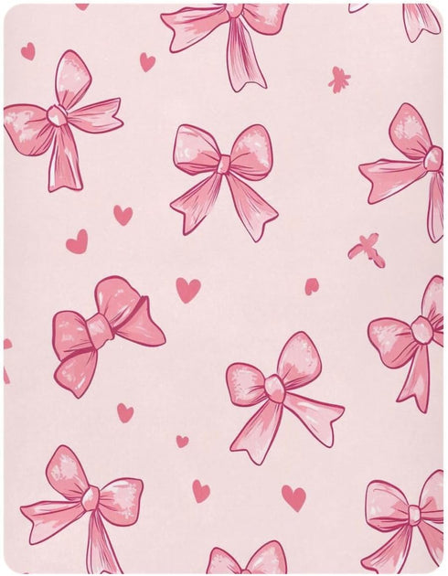 YETTASBIN Bow Pink Fitted Crib Sheet for Baby Boys Girls, Extra Soft Breathable