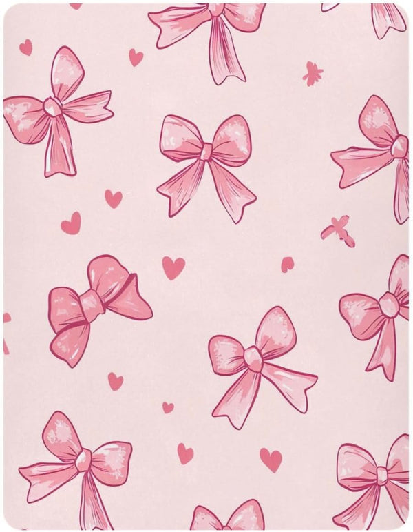 YETTASBIN Bow Pink Fitted Crib Sheet for Baby Boys Girls, Extra Soft Breathable