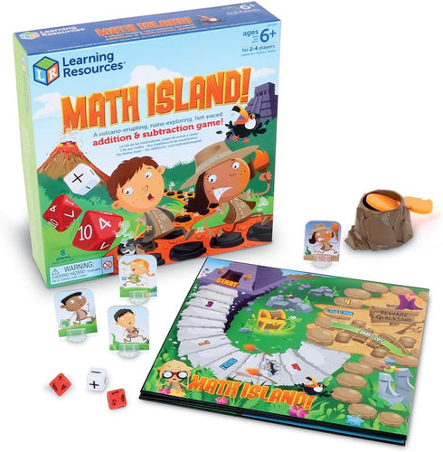 Learning Resources Math Island Addition & Subtraction Game - 8 Pieces, Educational Indoor Games for Age 6+
