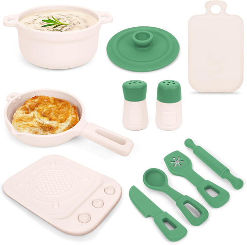 TYRY.HU 11Pcs BPA Free Kids Play Kitchen Accessories Toy, Silicone Pretend Play