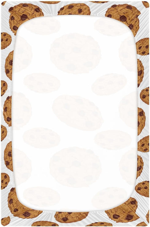 CHUROUSY 27x39 Inch Chocolate Cookies Pattern Crib Sheets for Boys Girl Cute Cookie Realistic Food Playard Sheets